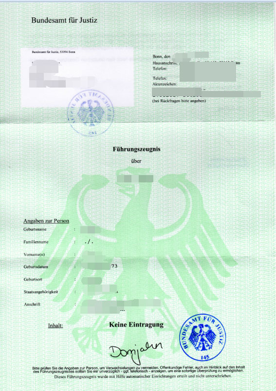 德国无犯罪记录证明海牙认证