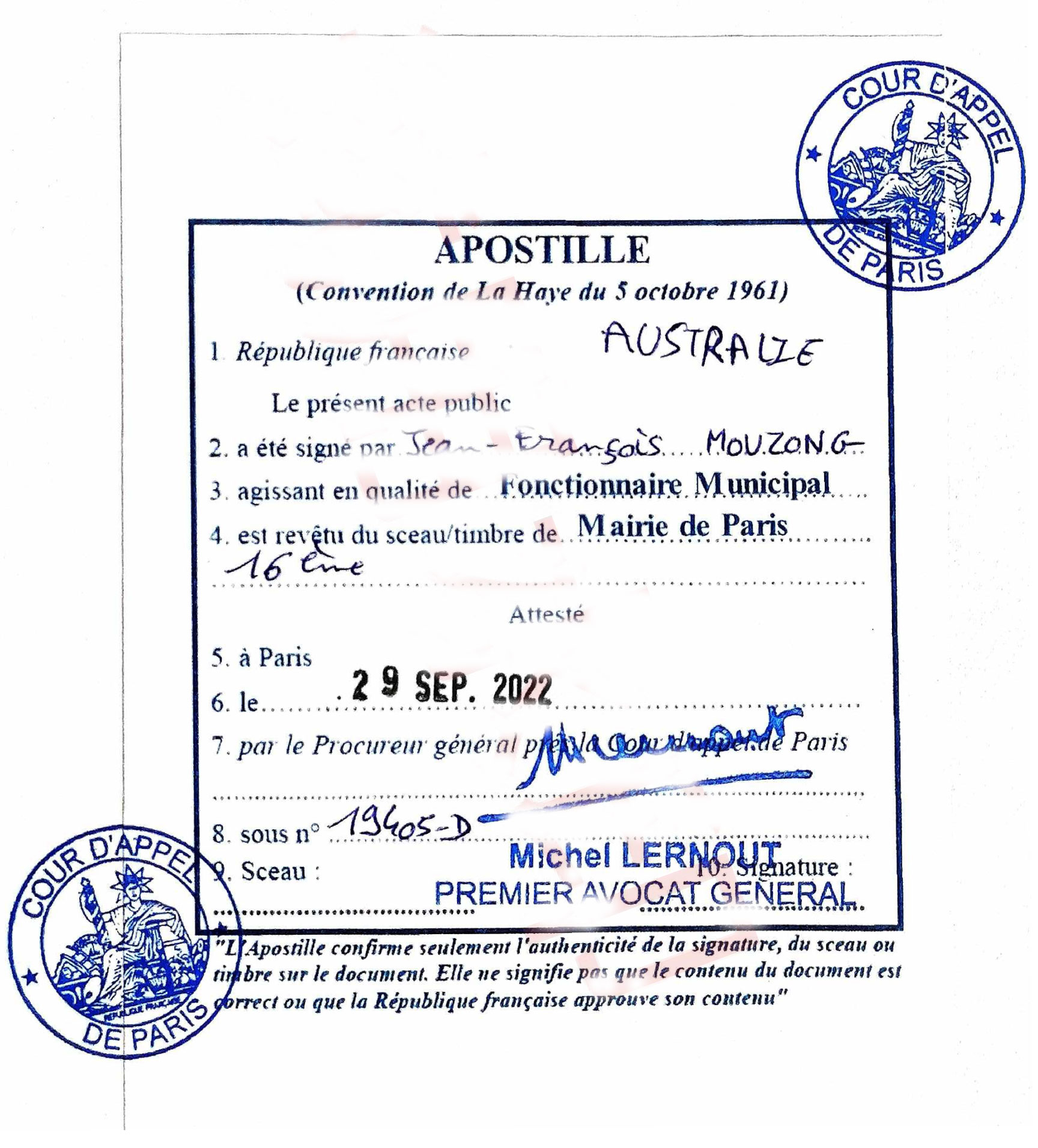 法国哪些文件需要办理海牙认证